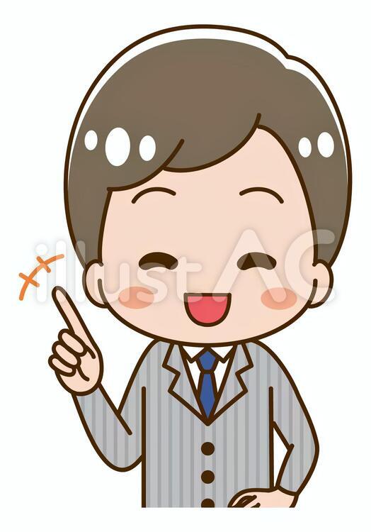 スーツの男性　指差し スーツ,男性,会社員のイラスト素材