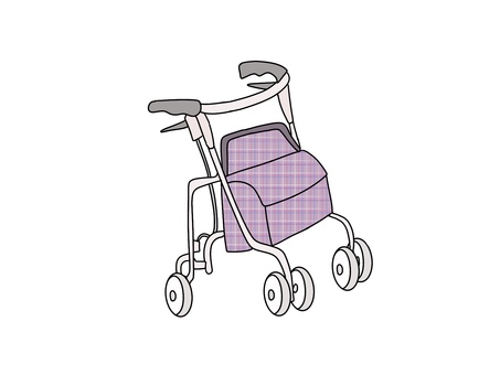 シルバーカー② 歩行器,シルバーカー,シルバー,カー,介護用品,介護,買い物,歩く,医療,治療のイラスト素材