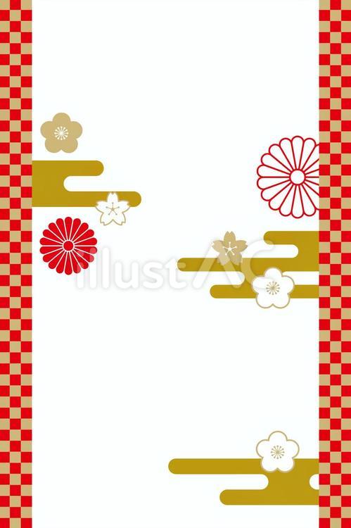 年賀状サイズ縦の和柄背景38 背景,和柄,年賀状のイラスト素材