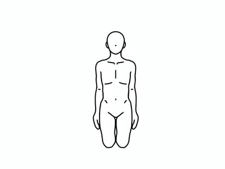 足を閉じて膝立ちする人 膝立ち,正面,エクササイズ,線画,白黒のイラスト素材