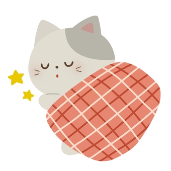 お布団でぽかぽかおやすみ猫 猫,寝る,動物,布団,おやすみ,冬,ぽかぽか,あったか,絵本,可愛いのイラスト素材