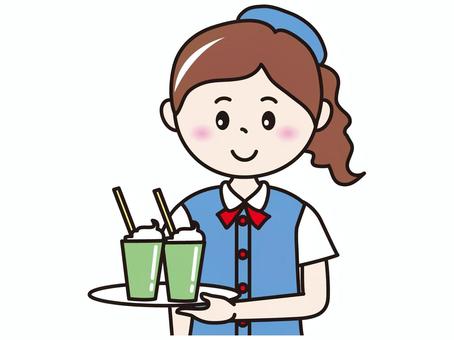 飲食店店員(笑顔） 人物,飲食店,ファミレス,女性,ウェイトレスのイラスト素材