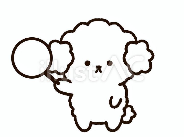 丸い札を持ったトイプードル トイプードル,犬,札のイラスト素材