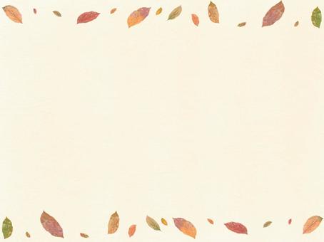 秋の葉っぱシンプルフレーム背景横・上下 秋,紅葉,葉っぱ,落ち葉,木の葉,秋の葉,自然,季節,秋色,ベージュのイラスト素材