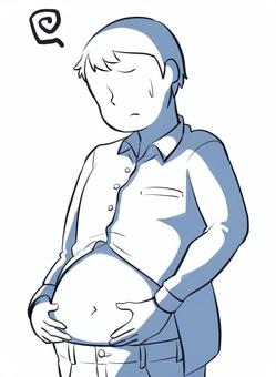 ポッコリお腹・男性・肥満 ポッコリお腹・男性・肥満 ぽっこりお腹,腹,下腹,肥満,人,アイコン,男性,食べ過ぎ,体重増加,不満のイラスト素材