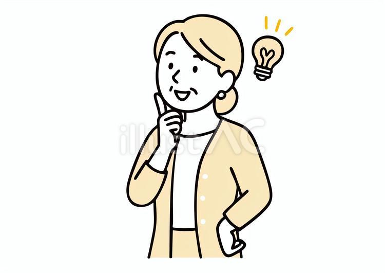 アイデアをひらめいたシニア女性のイラスト シニア女性,女性,シニアのイラスト素材