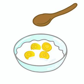 バナナヨーグルト バナナ,ヨーグルト,フルーツ,台湾バナナ,食べ物,甘い,食材,フィリピンバナナ,南国,おやつのイラスト素材