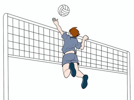バレーボール アタック,バレー,男,男性,選手,スポーツ選手,スポーツマン,ボール,バレーボール,ネットのイラスト素材