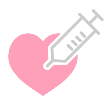 ハートと注射器のアイコン 注射,注射器,ハート,アイコン,医療,健康,治療,病院,ヘルスケアのイラスト素材