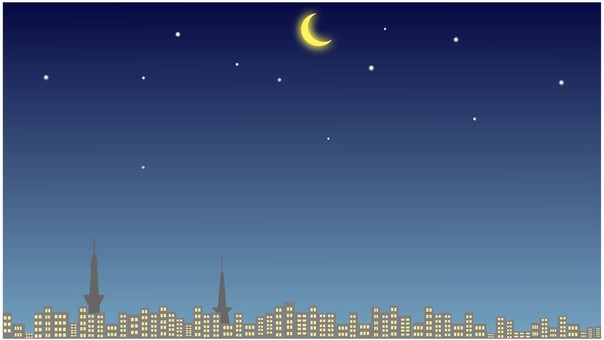 16: 9 Half Moon Night City Background, शहर, मीनार, इमारत, JPG and PNG