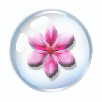 桜花と球体の水晶のアイコン素材画像 球体,桜,花,柄,模様,水晶,テクスチャ,デザイン,クリスタル,ガラス玉のイラスト素材