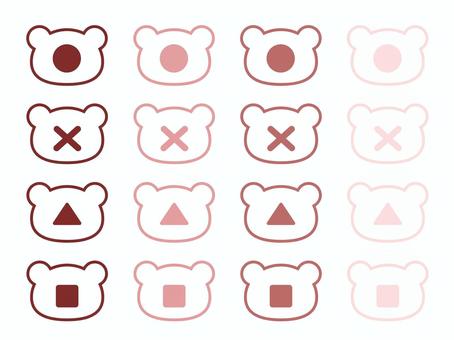 くまちゃん 図形 枠アイコンセット くま,かわいい,ワンポイント,くまちゃん,テディベア,ピンク,シンプル,記号,セット,資料のイラスト素材