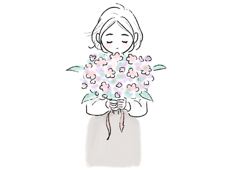 花束を持つ女性 花束,持つ,女性,女の子,女の人,人,人物,大人,女,1人のイラスト素材