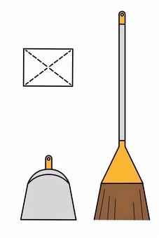 掃除道具3点(オレンジ) 掃除道具3点(オレンジ) ほうき,ちりとり,雑巾,掃除道具,掃除グッズ,掃除用品,大掃除,年末,12月,掃除のイラスト素材