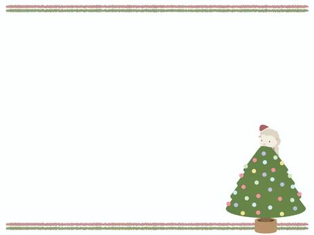 クリスマスツリーと白い羊（フレーム） クリスマスツリー,羊,動物,かわいい,クリスマス,冬,フレームのイラスト素材