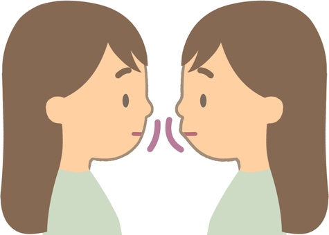 口のでっぱりのあるなし2 出っ歯,口,出る,口元,上顎前突,反っ歯,上下顎前突,女性,横顔,比較のイラスト素材