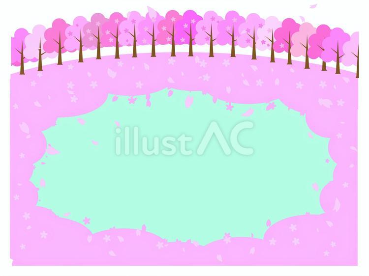 水面と桜のフレーム背景 桜,池,湖のイラスト素材