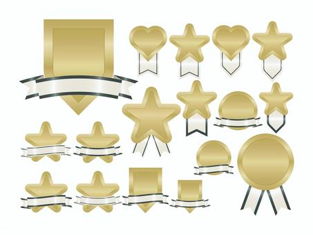 いろいろセット蛤緑2 あしらい,フレーム,メダル,リボン,レトロ,シルエット,かわいい,見出し,飾り,デザインのイラスト素材