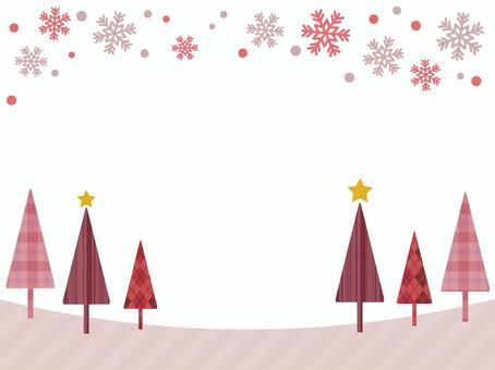 Frame of pink triangle trees and snowflakes, winter, tiny, simple, JPG and PNG