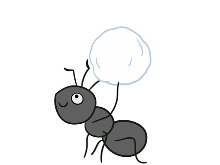 蟻と雪玉 蟻と雪玉 蟻,アリ,雪玉,虫,insect,雪,運搬,ant,冬素材,素材のイラスト素材