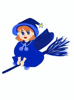 魔女の仮装をしている女の子 ハロウィン,魔女,仮装,帽子,マント,箒のイラスト素材