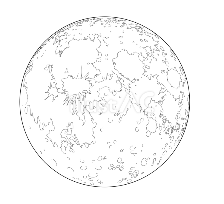 月　線画 月,ムーン,線画のイラスト素材