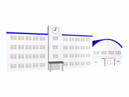 学校と体育館 校舎,小学校,体育館,中学校,高校,学校,運動,体育,部活,建物のイラスト素材