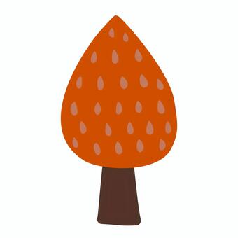 手描き風 秋の木のイラスト 秋,木,樹木,自然,植物,葉,紅葉,落ち葉,枝,幹のイラスト素材