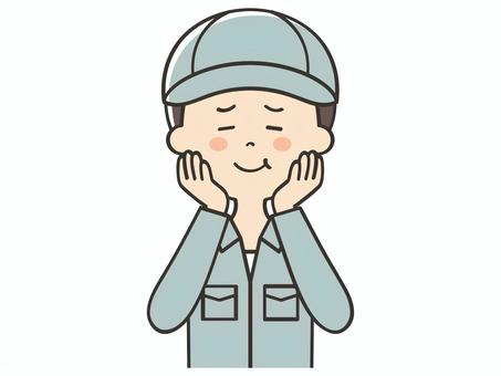 満足そうな男性作業員 満足そうな男性作業員 美味しい,満足,満腹,笑顔,嬉しい,幸せ,喜び,男性,男,作業員のイラスト素材
