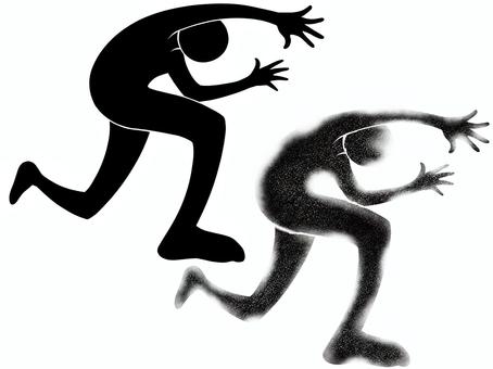 吹っ飛ばされる人影⑥黒セット 吹っ飛ぶ,人影,黒色,一色,全身,人物,飛ばされる,手書き,逃げる,かばうのイラスト素材