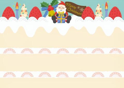 ケーキとサンタのフレーム_01_A_横 クリスマス,クリスマスケーキ,背景,冬,フレーム,背景素材,飾り枠,ケーキ,サンタクロース,サンタのイラスト素材