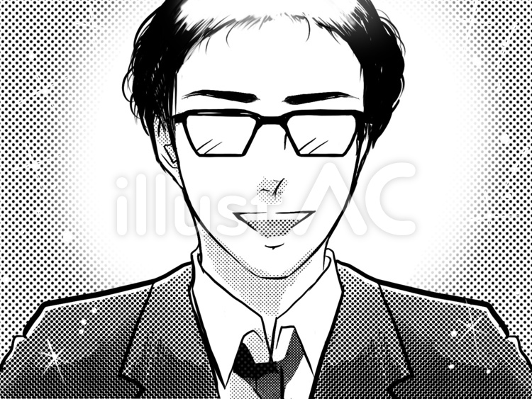 漫画イケメン会社員ザビエル型てっぺんハゲ ハゲ,男性,漫画のイラスト素材