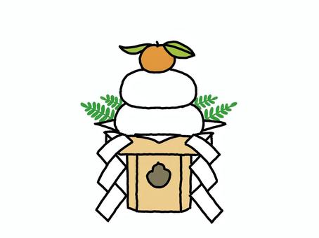 シンプルで可愛い鏡餅 鏡餅,お供え,橙,三方,正月,縁起物,新春,新年,お祝い,年賀状のイラスト素材