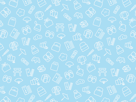 七五三のパターン背景素材ブルー 七五三,背景,パターン,シームレス,秋,11月,千歳飴,イチョウ,紅葉,もみじのイラスト素材