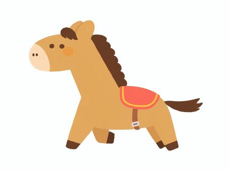 鞍のついた馬 馬,午年,干支,競馬,乗馬,動物,生き物,動物園,かわいい,シンプルのイラスト素材