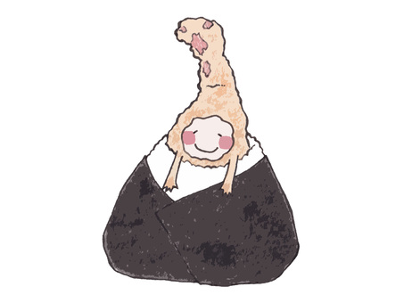 Illustration, heavenly musume, tempura, rice ball, 