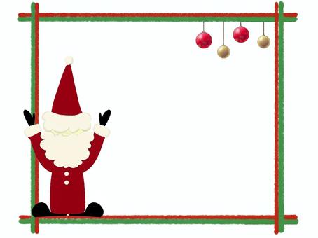 手をあげるサンタのフレームイラスト線なし