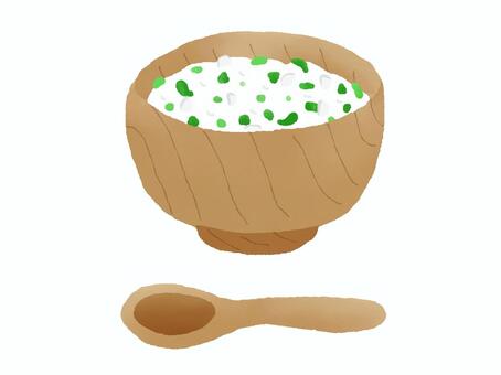 人日の節句の日に食べる七草粥 お正月,七草がゆ,五節句,行事食,風習,伝統,野草,一月,七日,葉っぱのイラスト素材