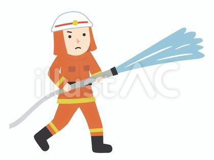 消火活動を行う消防士のイラスト