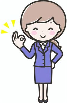 A woman in a suit doing an OK sign 9, , JPG and PNG