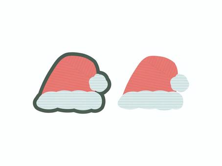 ワッペン風刺繍サンタ帽 サンタ帽,サンタさん,おしゃれ,刺繍風,クリスマス,ワッペン,アップリケ,かわいい,北欧,クリスマスカードのイラスト素材
