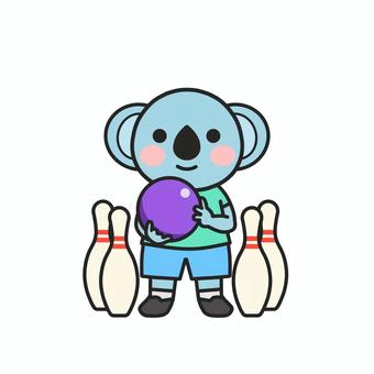ボーリング大会でストライクを狙うコアラ ボーリング,ボウリング,ボーリング場,レジャー,遊び,親睦,親睦会,２次会,大会,ストライクのイラスト素材