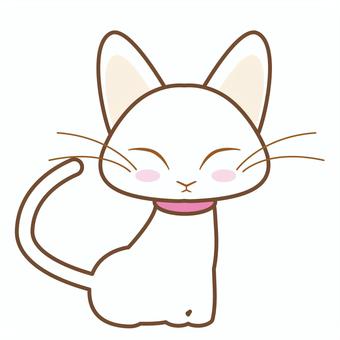 白い子猫01_4c線 子猫,猫,こねこ,白色,線画,カラー,イラスト,アイコンのイラスト素材