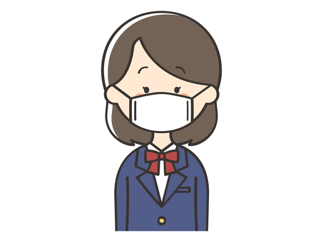 マスクをした女子学生 女の子,中学生,高校生,マスク,風邪,インフルエンザ,感染,花粉症,感染症,ウイルスのイラスト素材