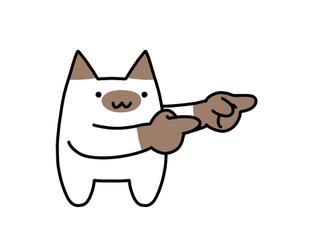 右を指さす猫 指差し,右,方向,指示,猫,人差し指,かわいいのイラスト素材