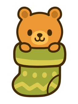 クリスマス靴下　くまのぬいぐるみ クマのぬいぐるみ,くま,ぬいぐるみ,プレゼント,靴下,クリスマス,１２月,冬,クリスマスイラスト,イベントのイラスト素材