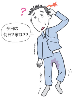 慢性硬膜下血腫 慢性硬膜下血腫,医療,病名,症状,頭部外傷,血液血腫,イラスト,高齢者,患者,人物のイラスト素材