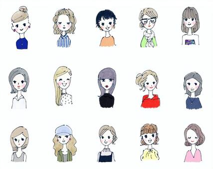 女性上半身セット 女性,上半身,顔のイラスト素材