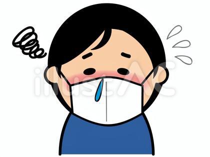 体調不良で鼻水が出ているマスク男