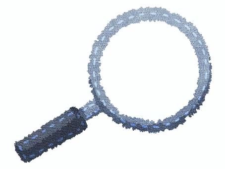 ワッペン風 荒い生地テクスチャな虫眼鏡 サーチ,検索,調べる,調査,探究心,虫メガネ,ルーペ,拡大鏡,search,生地のイラスト素材